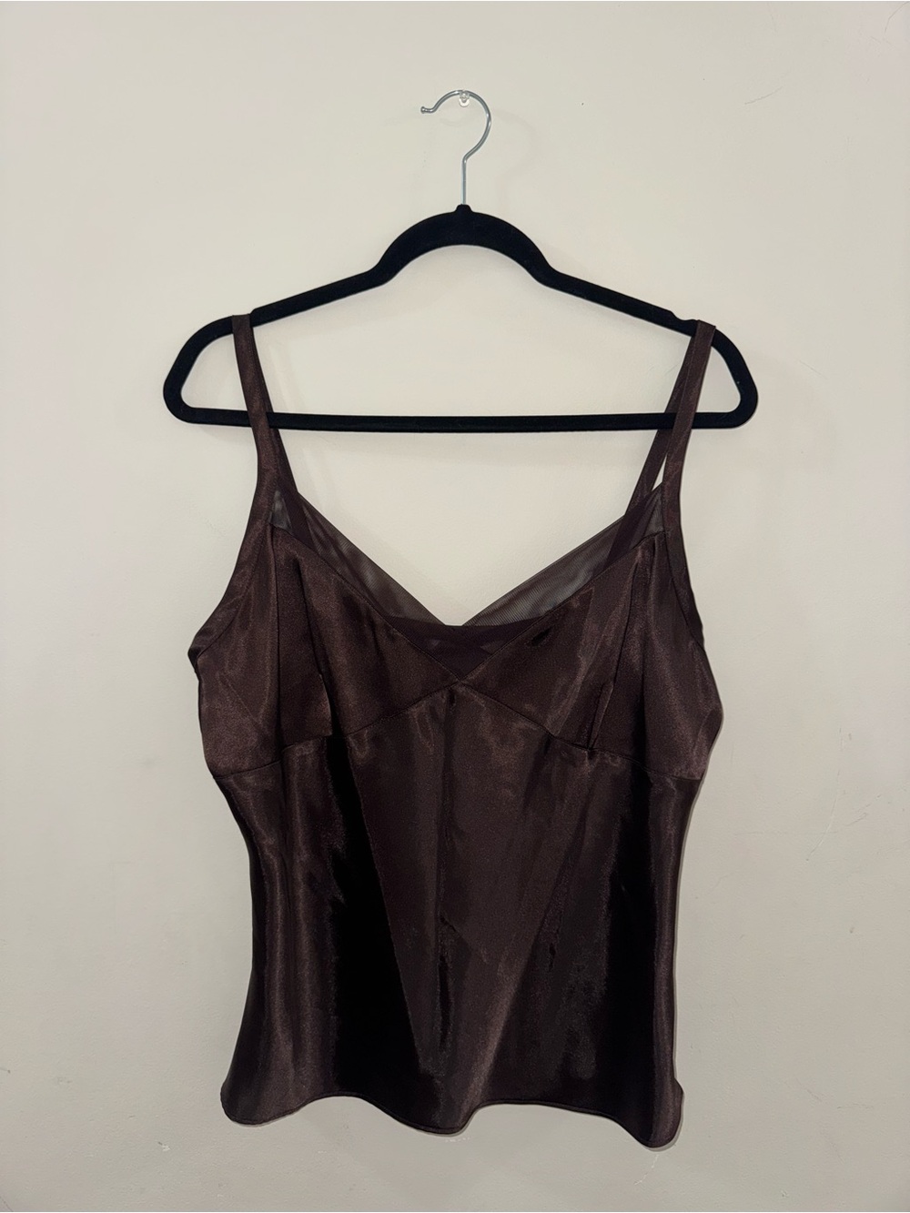 Brown Satin Cami Tank Top
